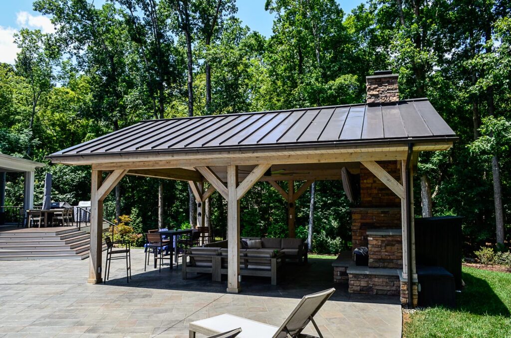 Pavilion installed in Raleigh NC by Bellus Terra, Luxury Landscaping