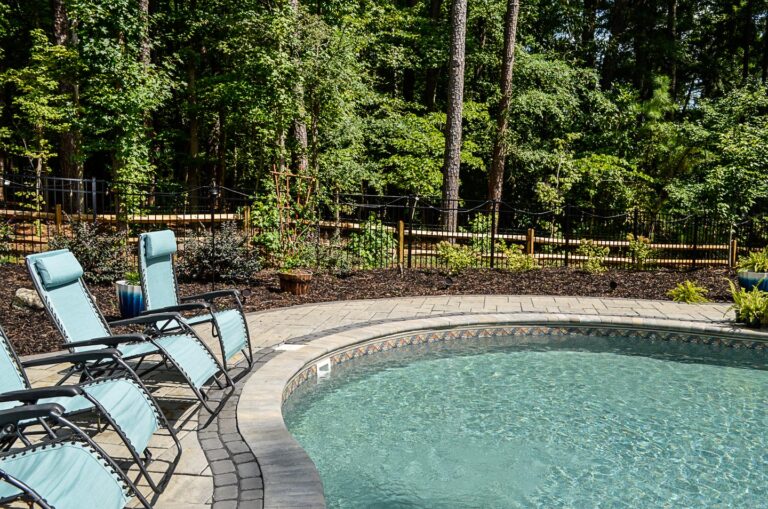 Paver pool deck installed in Wake Forest NC by Bellus Terra