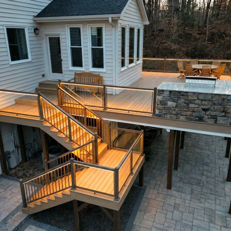 Deck with Rail Lighting
